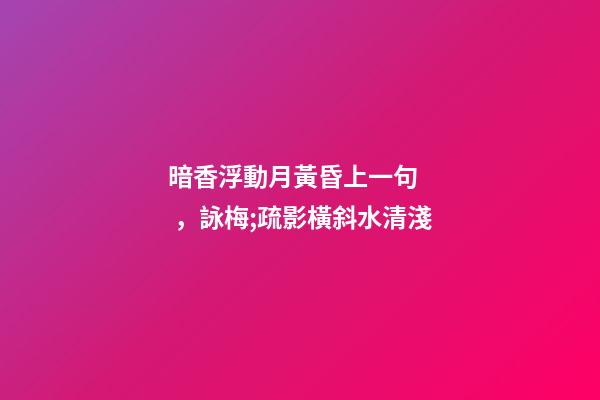 暗香浮動月黃昏上一句，詠梅;疏影橫斜水清淺
